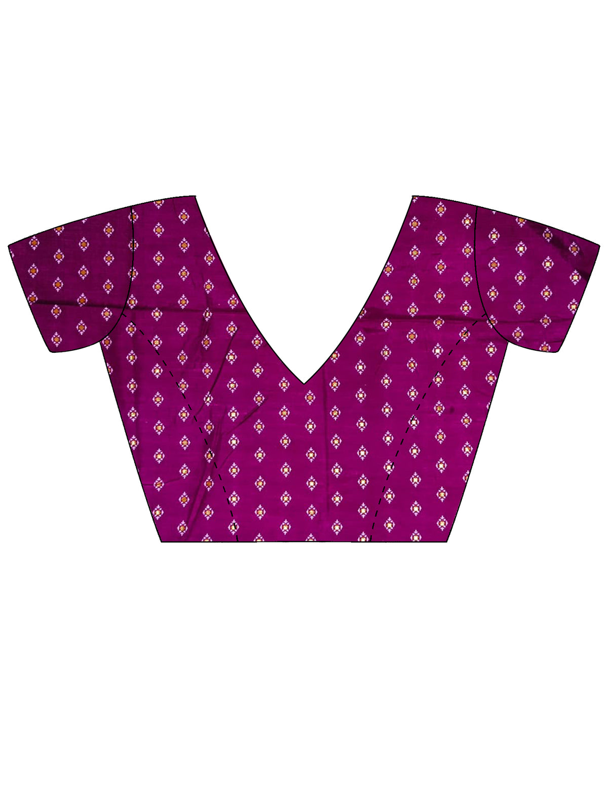 Unstitched purple silk blend blouse piece with ethnic motif design