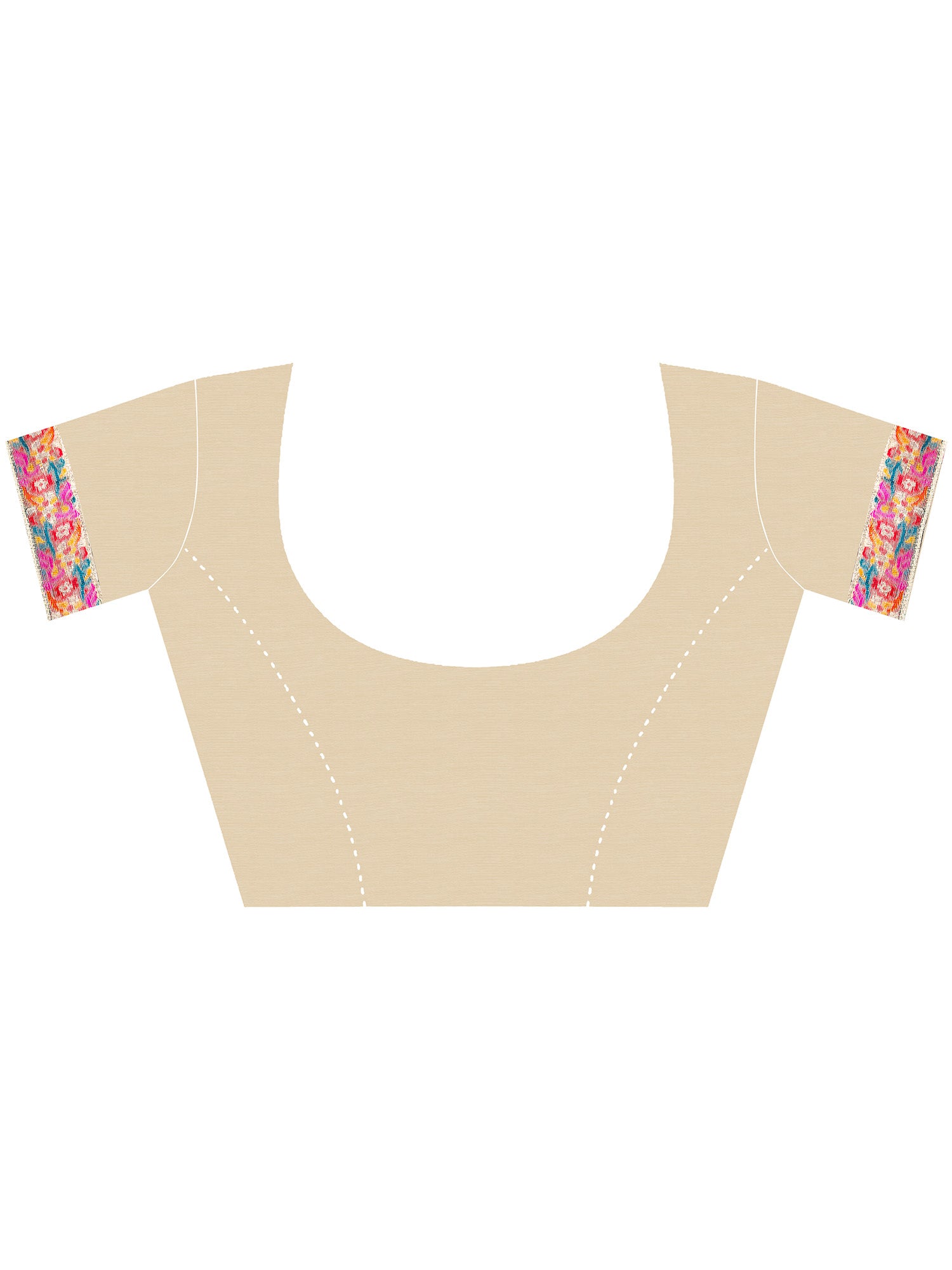Unstitched cream cotton silk blouse piece with woven design design