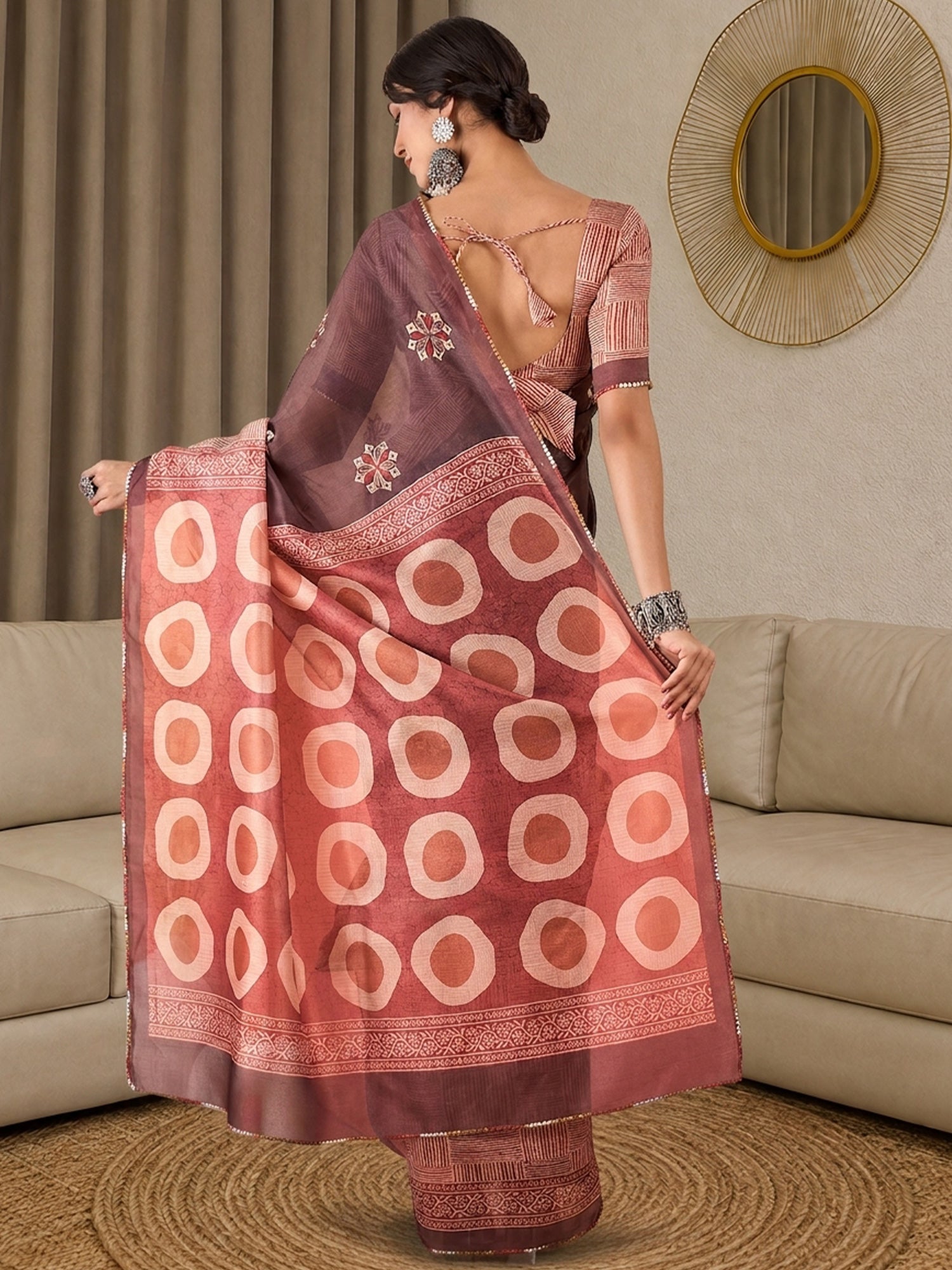 Light Brown Silk Blend saree – detail view 1