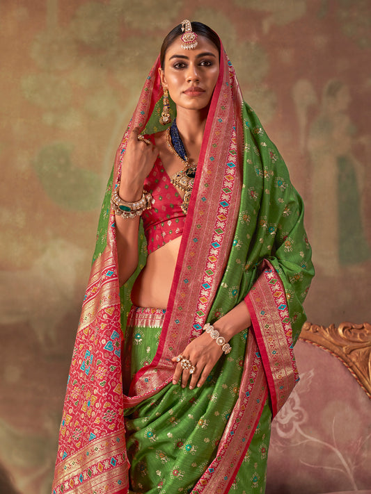 Olive Silk Blend saree – detail view 1