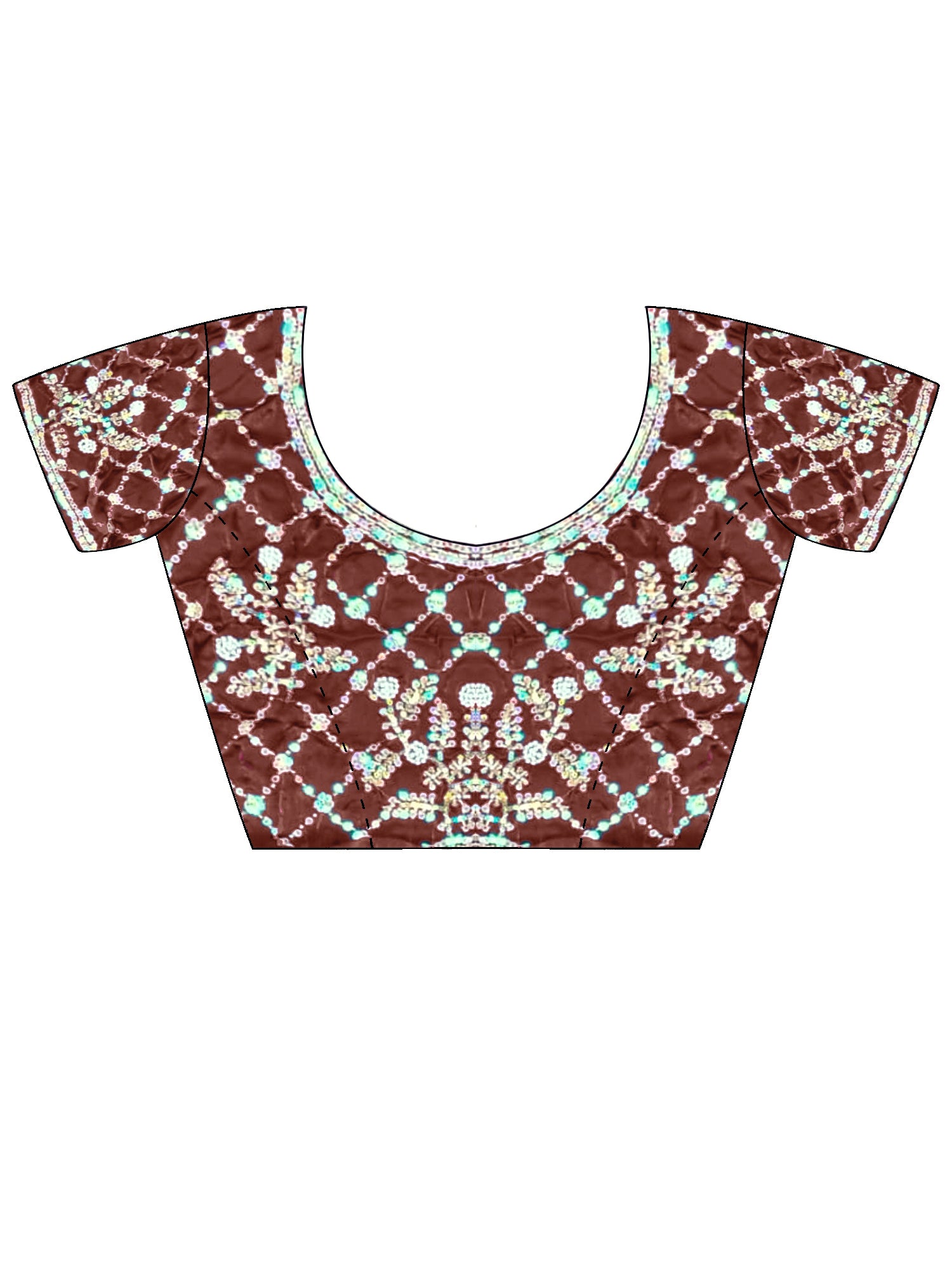Unstitched metallic satin blouse piece with embellished design