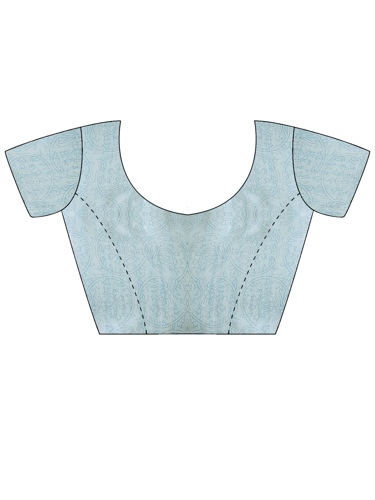 Unstitched light blue silk blend blouse piece with botanical design
