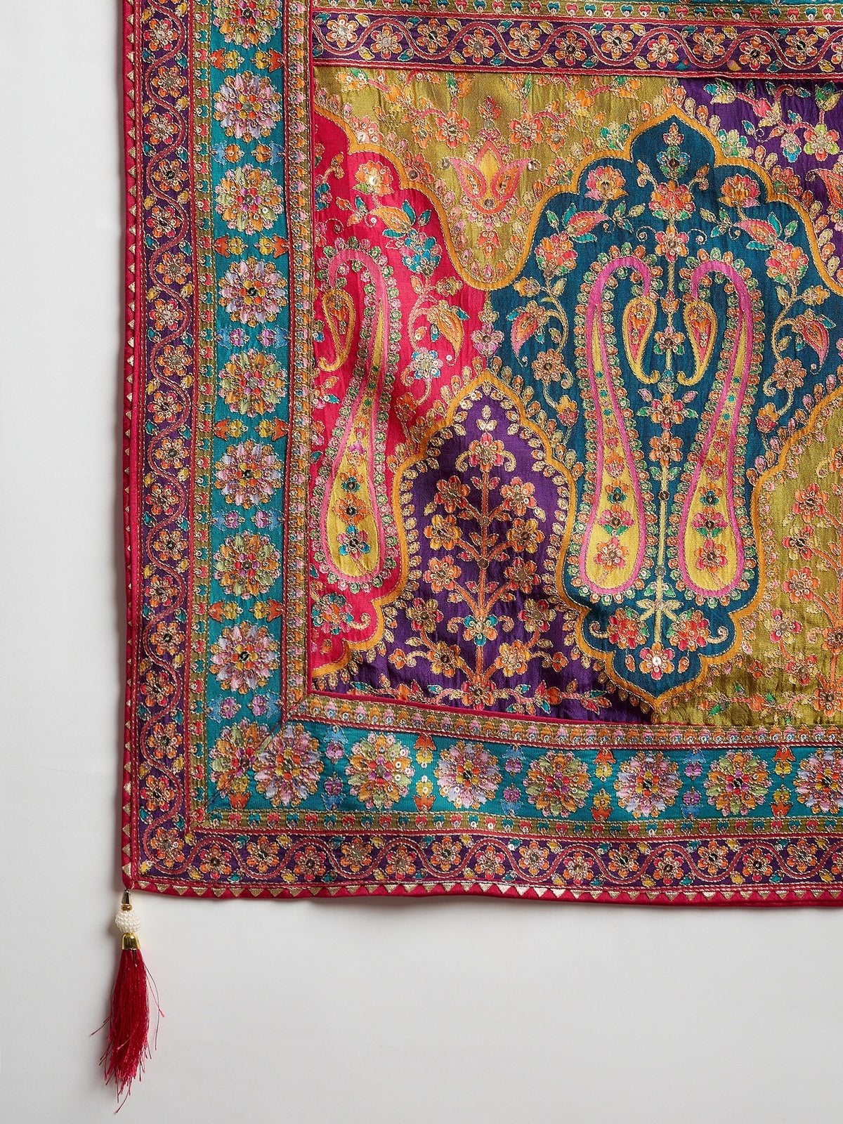Aqua Blue Silk Blend saree – detail view 6
