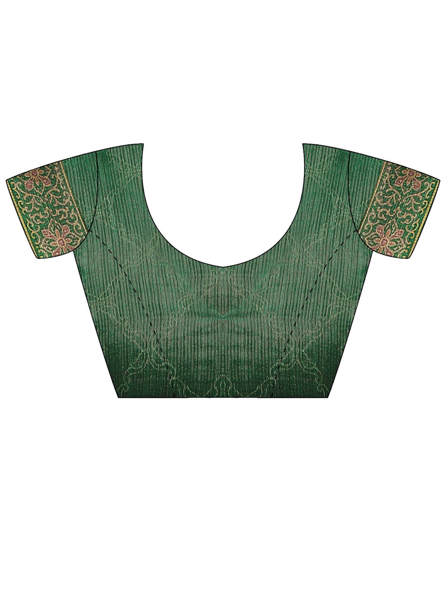 Unstitched green cotton silk blouse piece with solid design