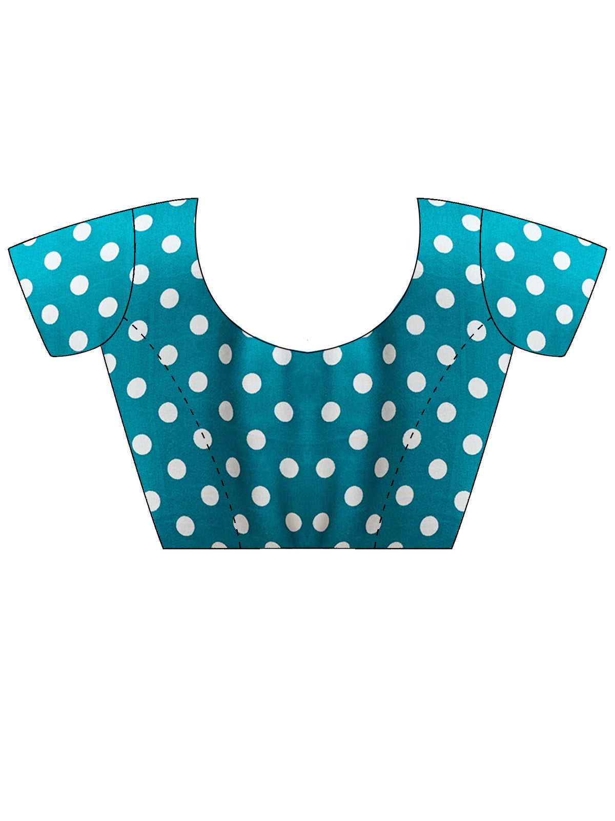 Unstitched light blue satin blouse piece with polka dot design