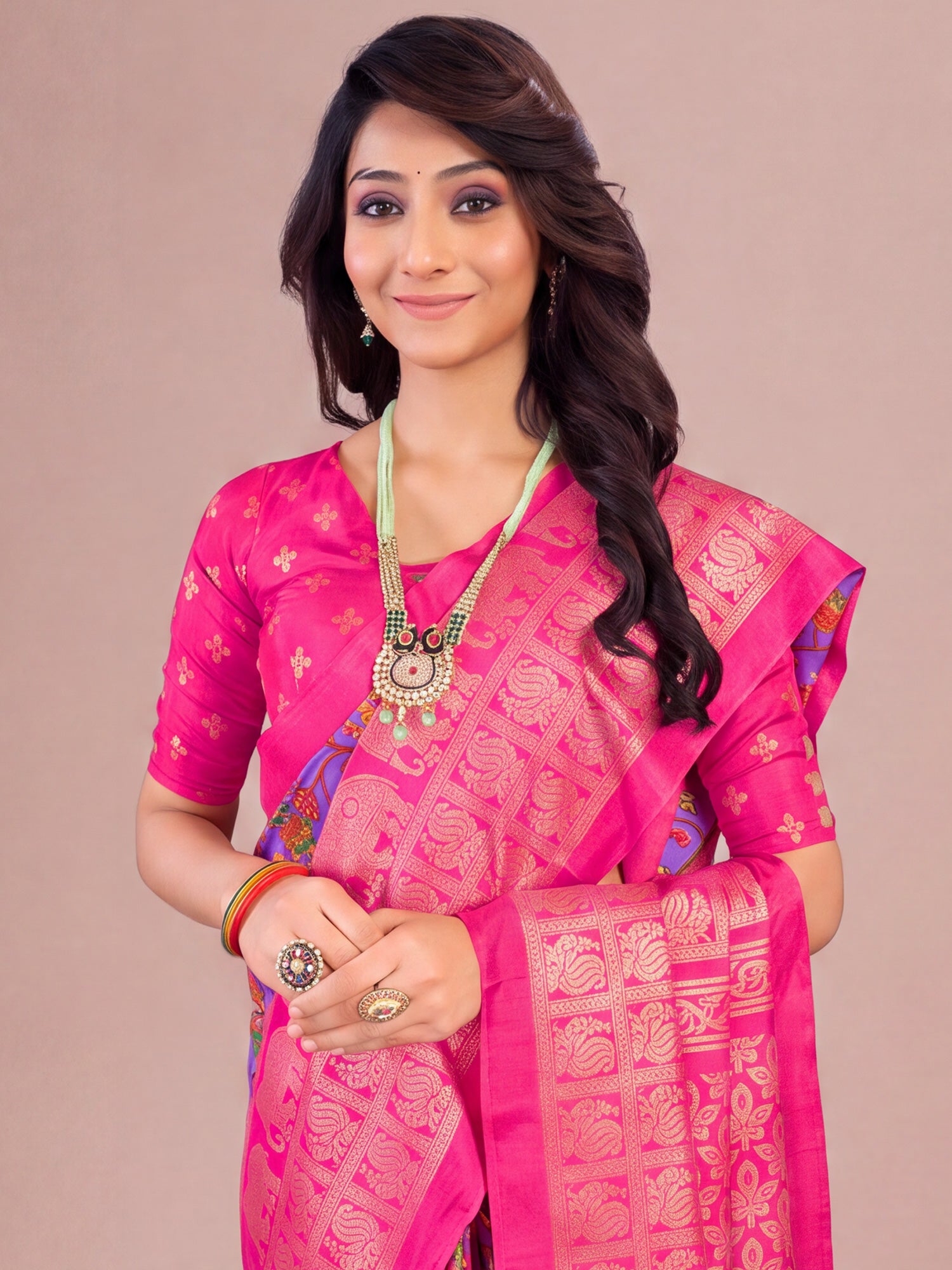 Pink Cotton Blend saree – detail view 4