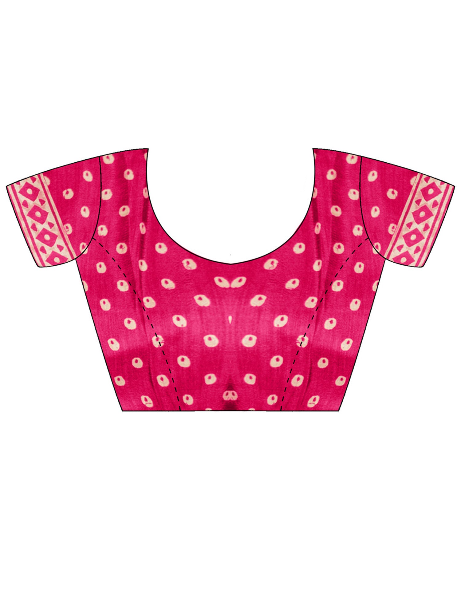 Unstitched pink cotton blend blouse piece with batik design