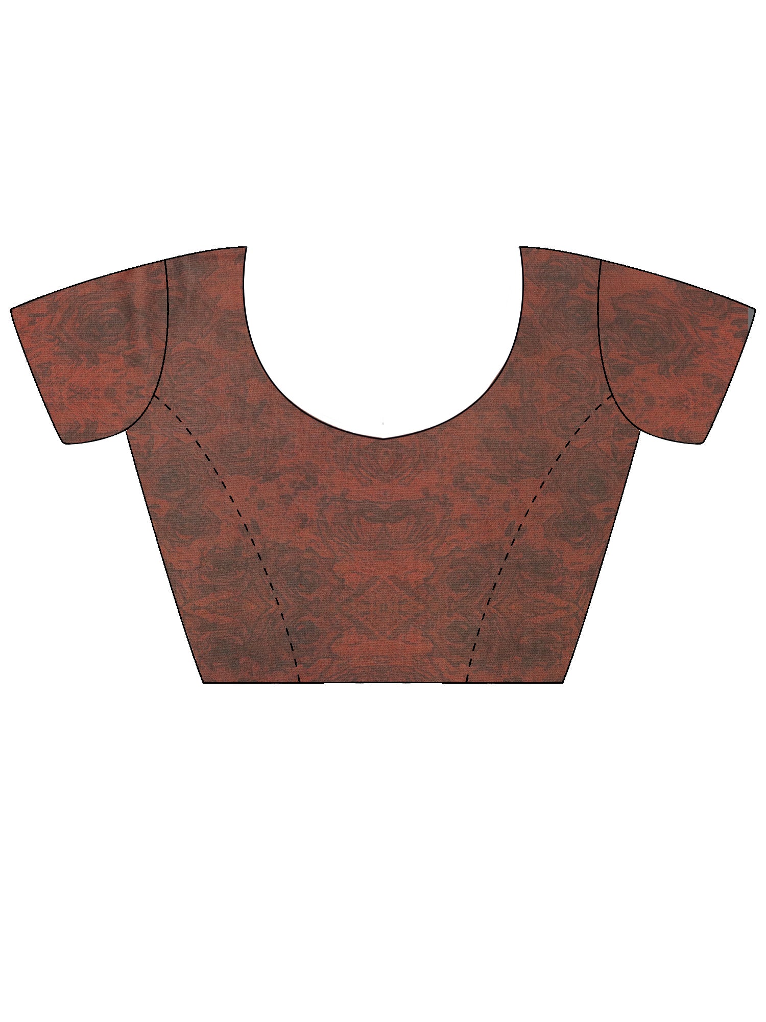 Unstitched brown cotton silk blouse piece with leopard design