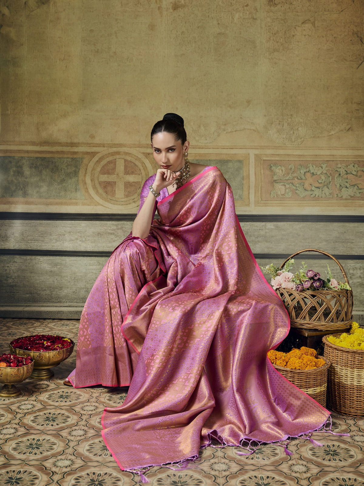 Pink Pure Silk saree – detail view 4