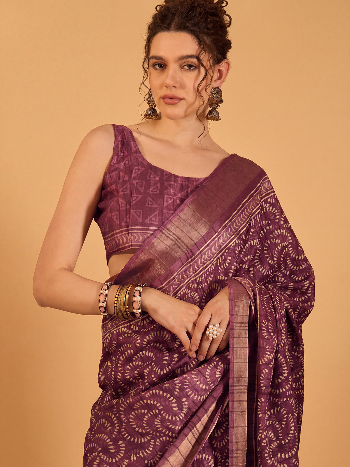 Mauve Silk Blend saree – detail view 3