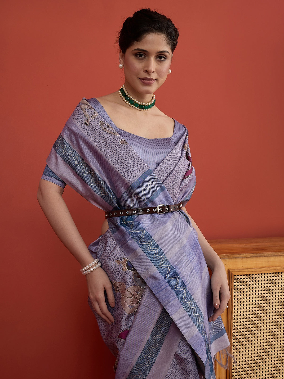 Light Blue art silk saree view 6