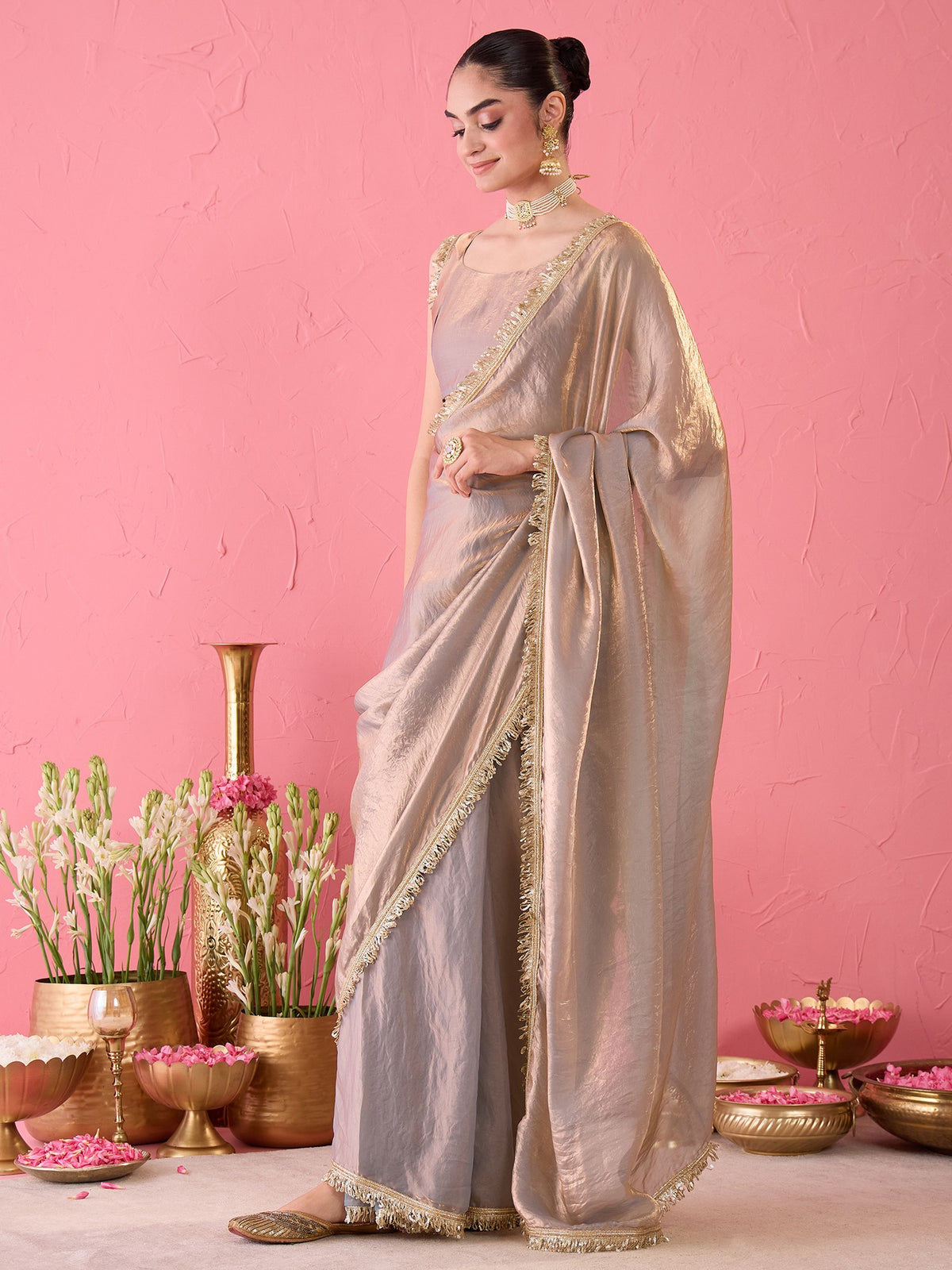 Metallic Paper Silk saree – detail view 1