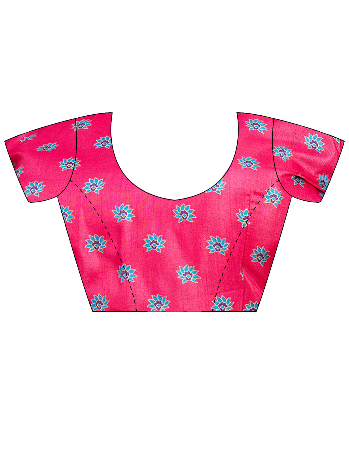 Unstitched pink silk blend blouse piece with ethnic motif design