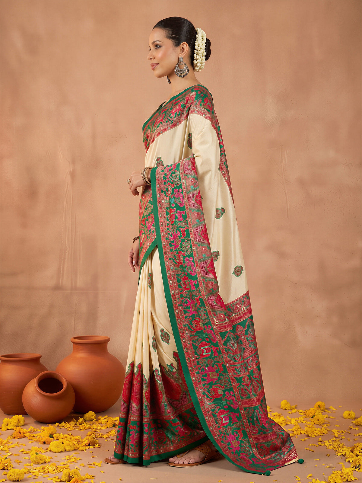 Dark Green Silk Blend saree – detail view 2