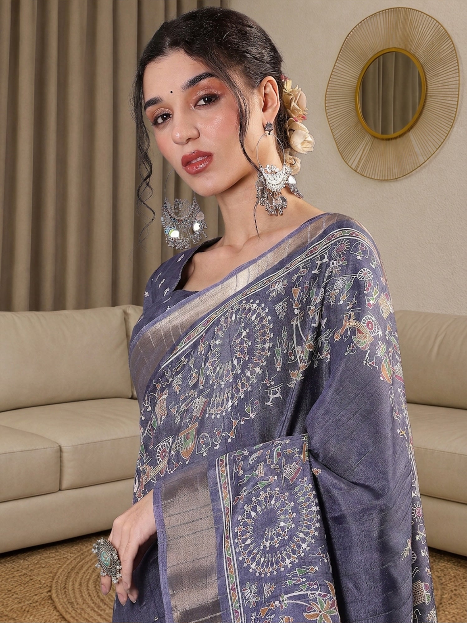 Light Blue Silk Blend saree – detail view 3