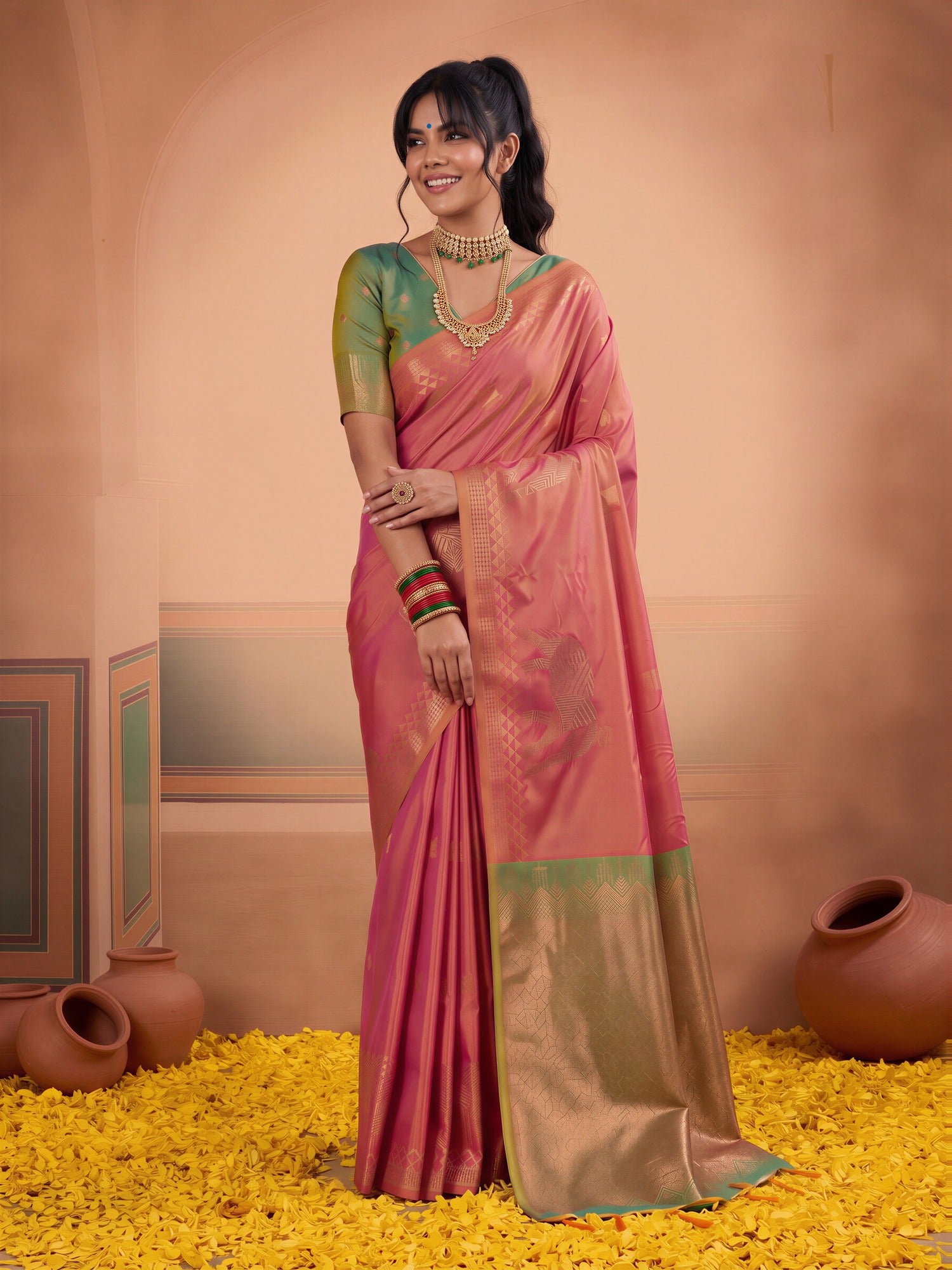 Pink Silk saree – detail view 3