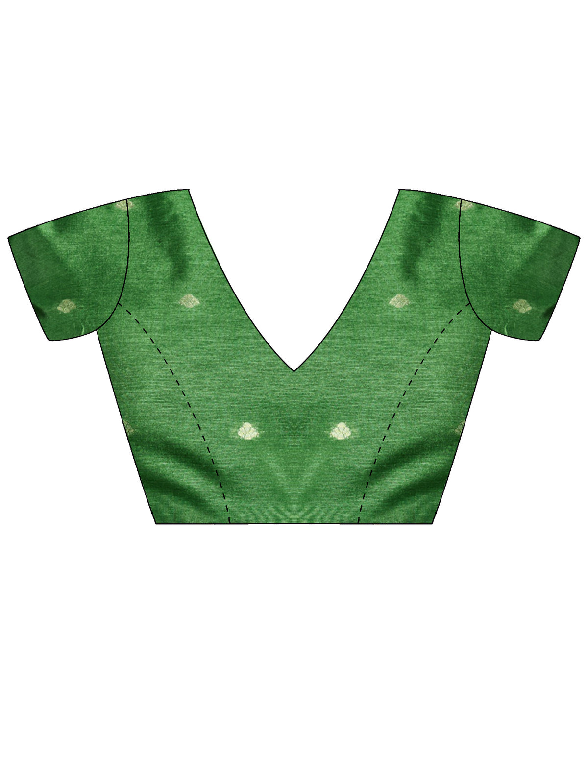 Unstitched green cotton blend blouse piece with solid design