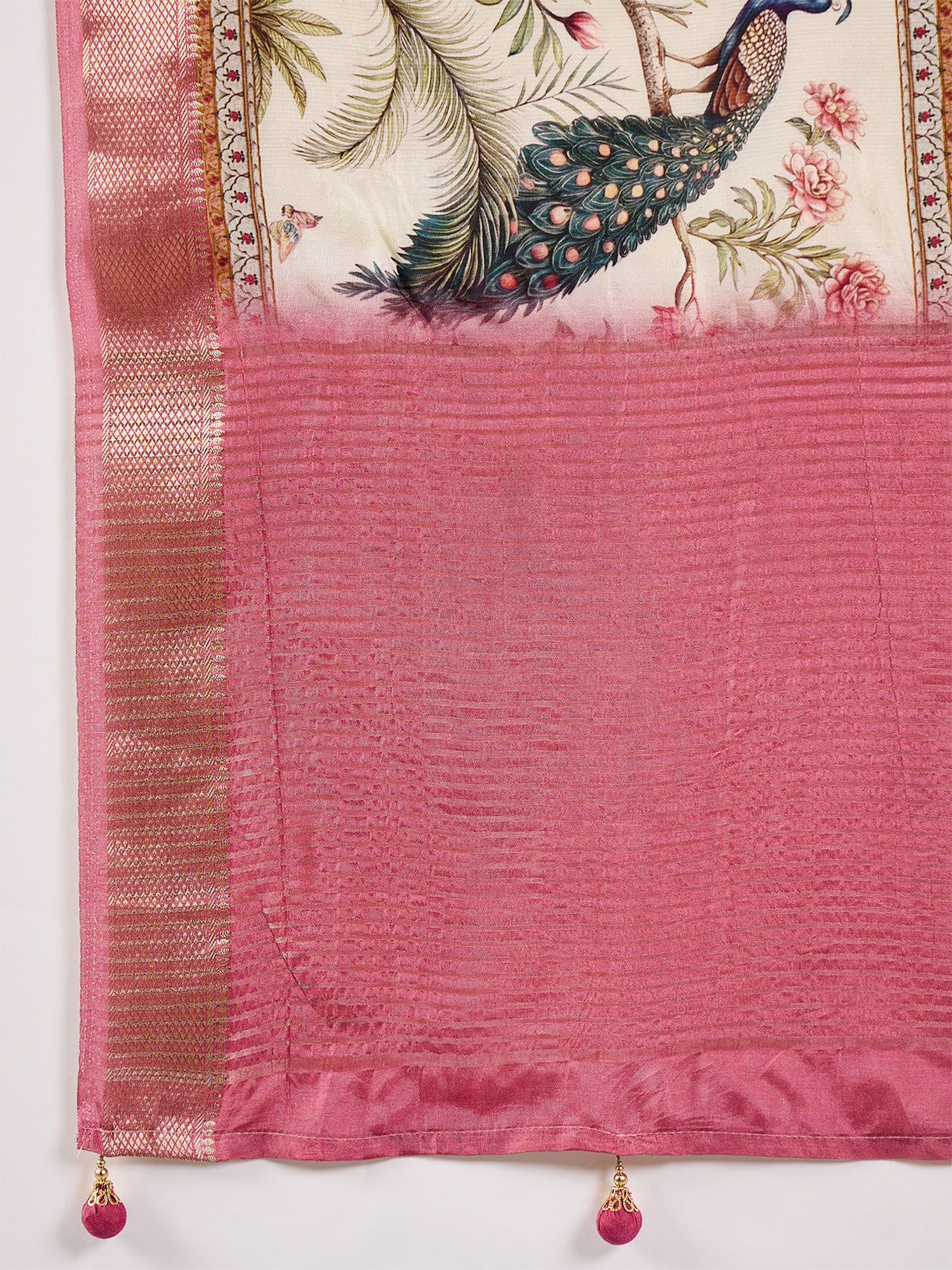 Pink Viscose Silk saree – detail view 5