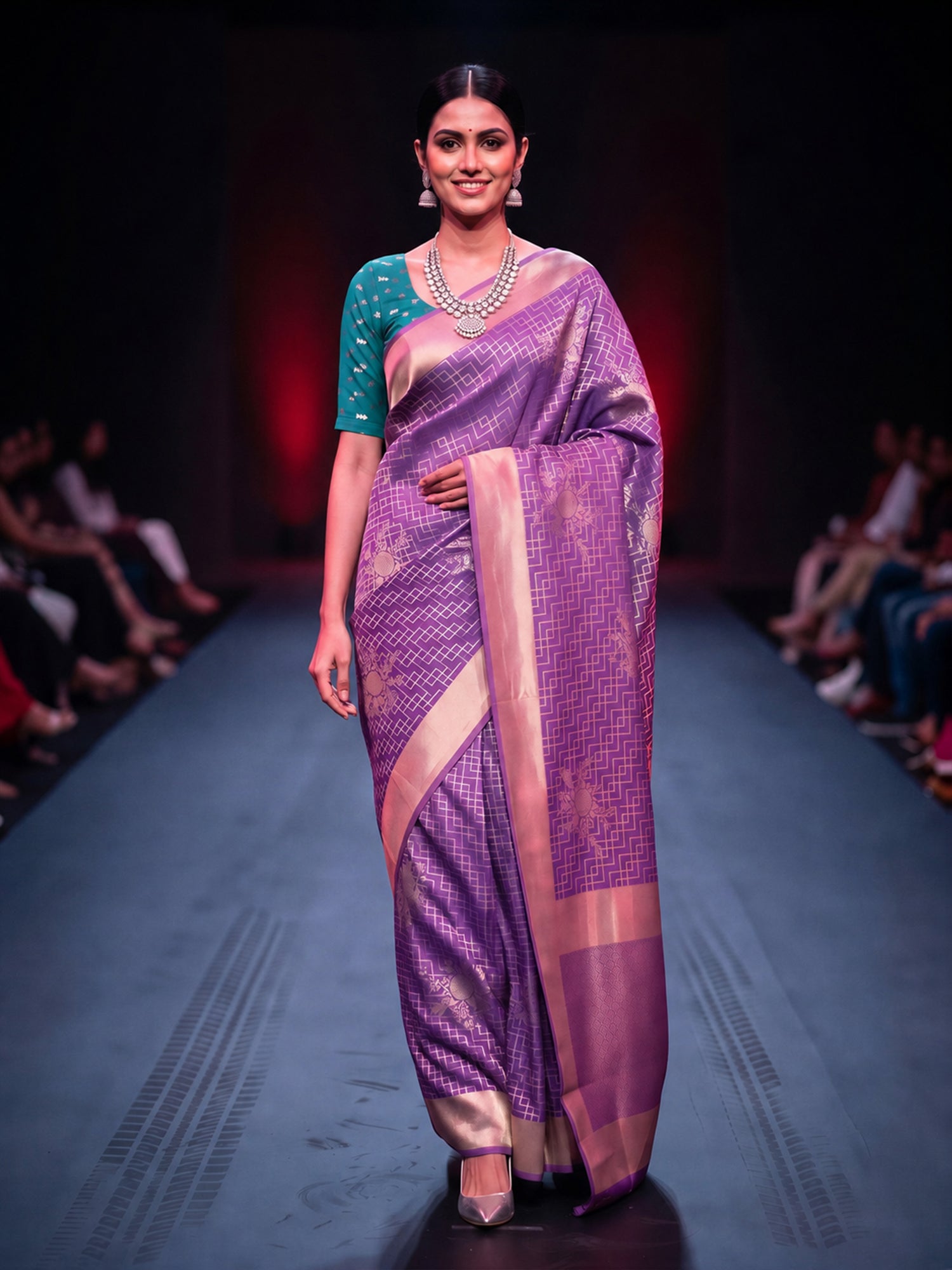 Purple Silk Blend saree – detail view 3