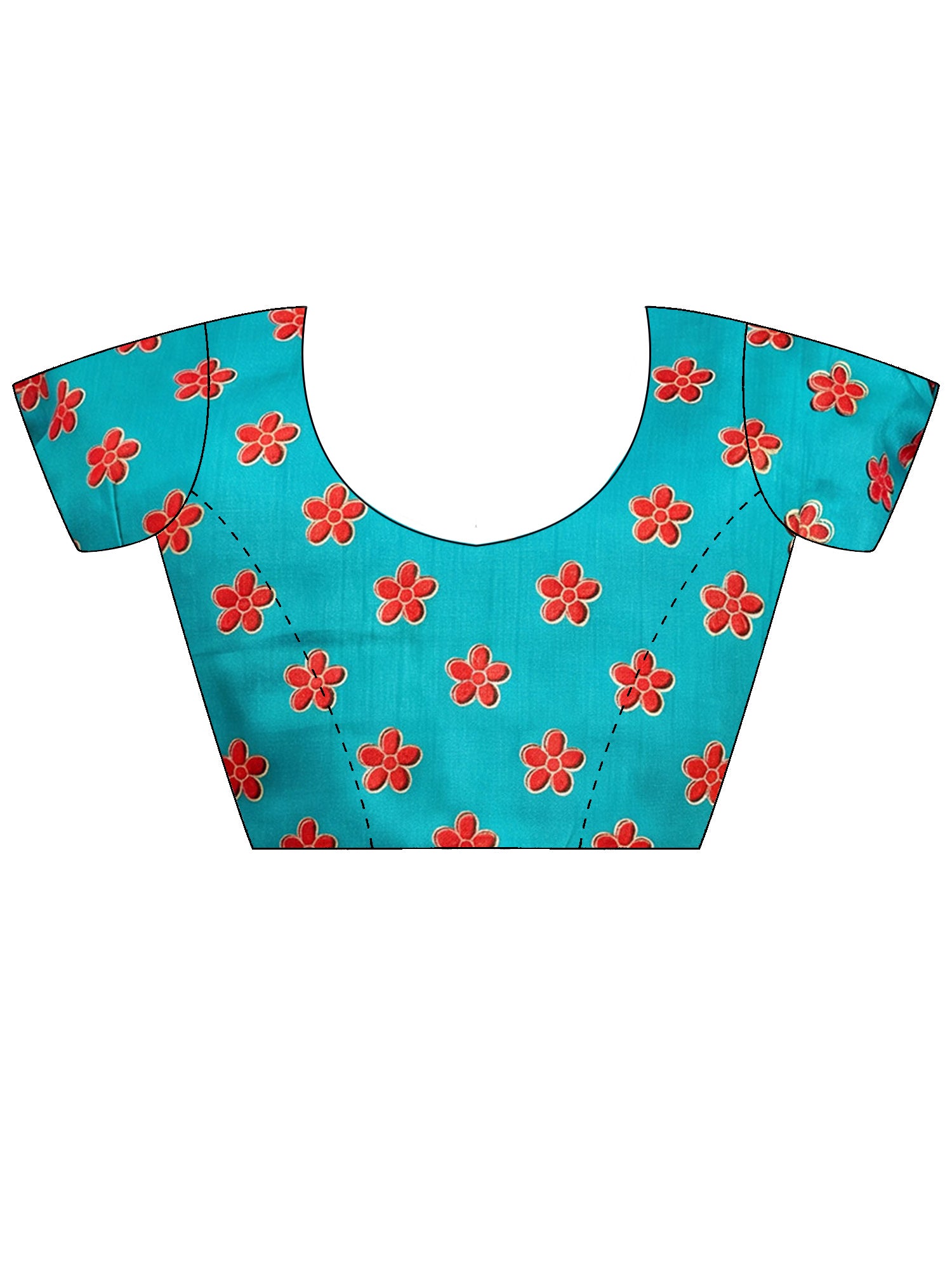 Unstitched light blue silk blend blouse piece with ethnic motif design