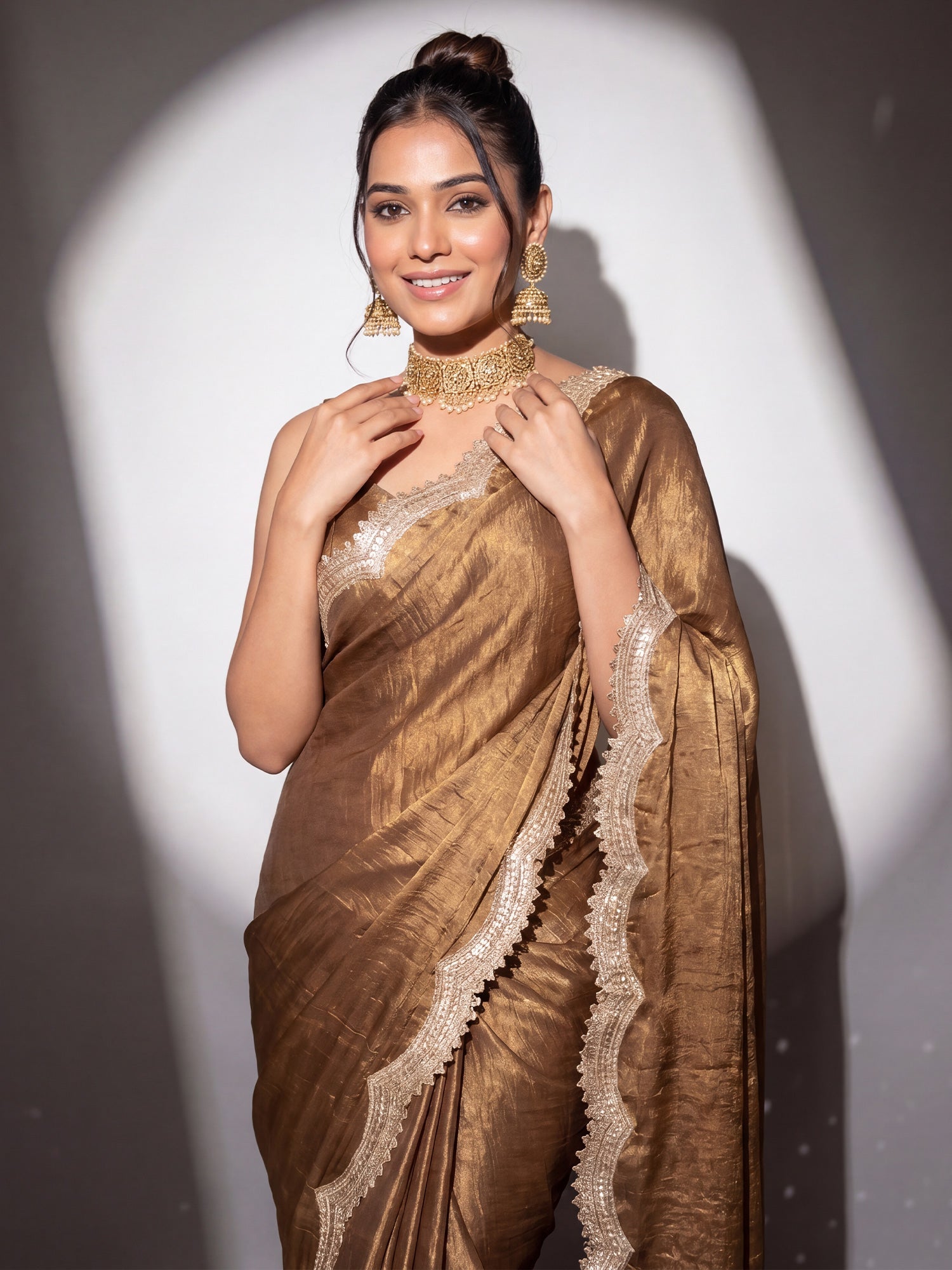 Metallic Chiffon saree – detail view 4