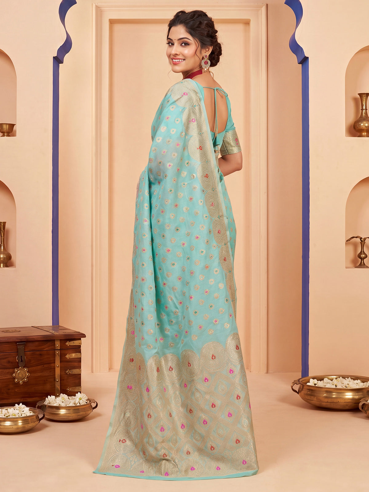 Light Blue Silk Blend saree – detail view 1