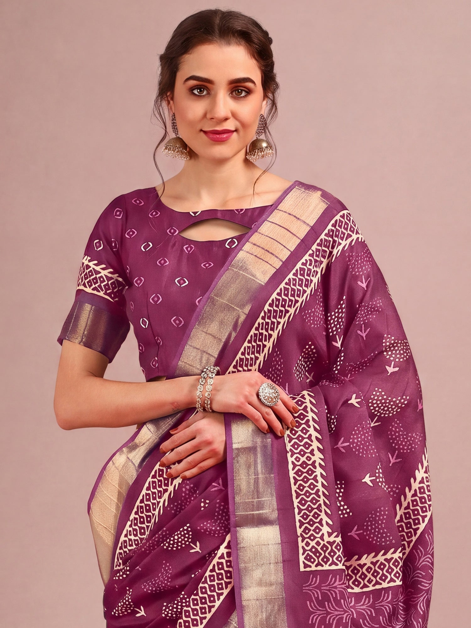 Purple Cotton Silk saree – detail view 3
