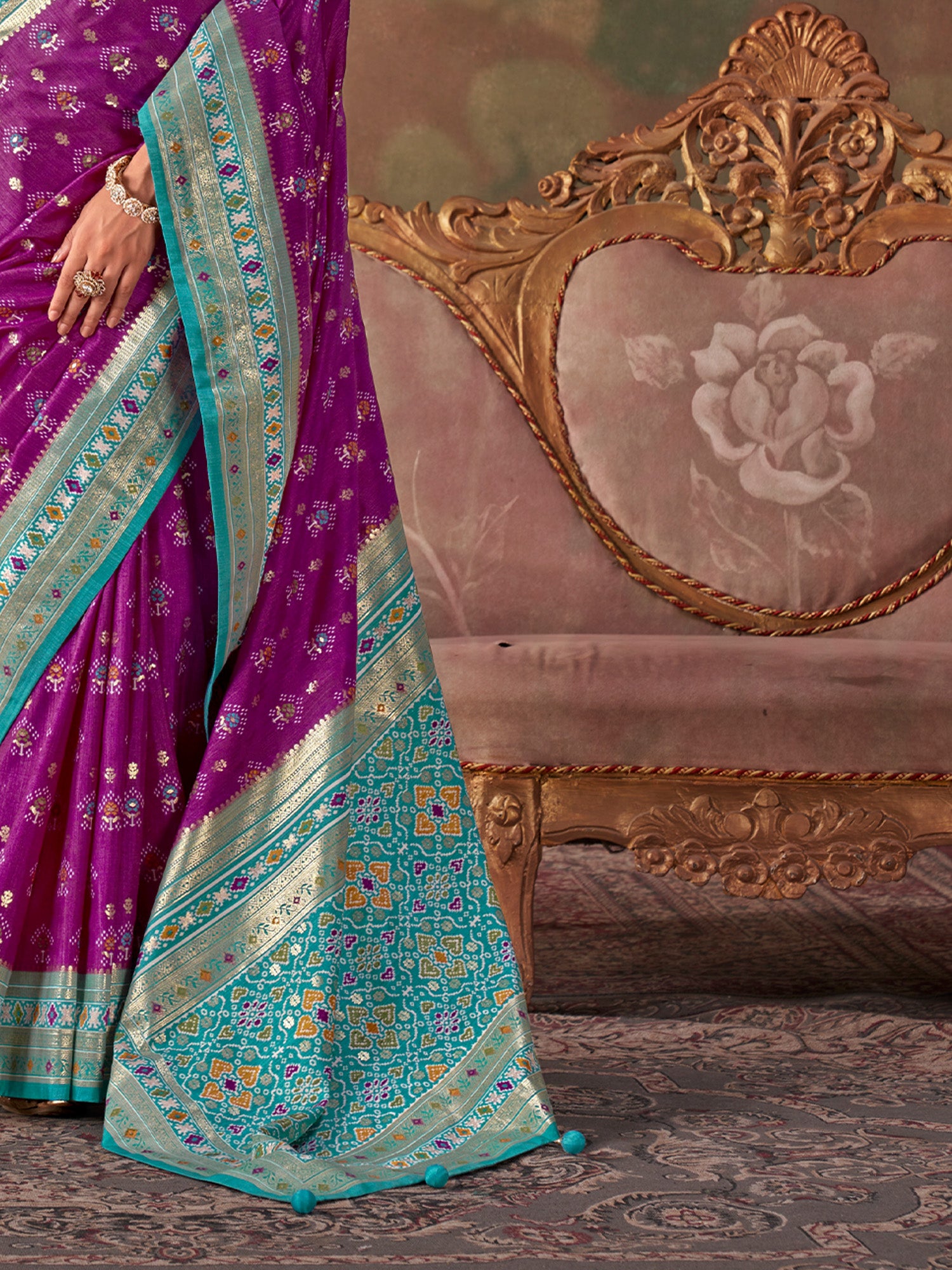 Purple Silk Blend saree – detail view 4
