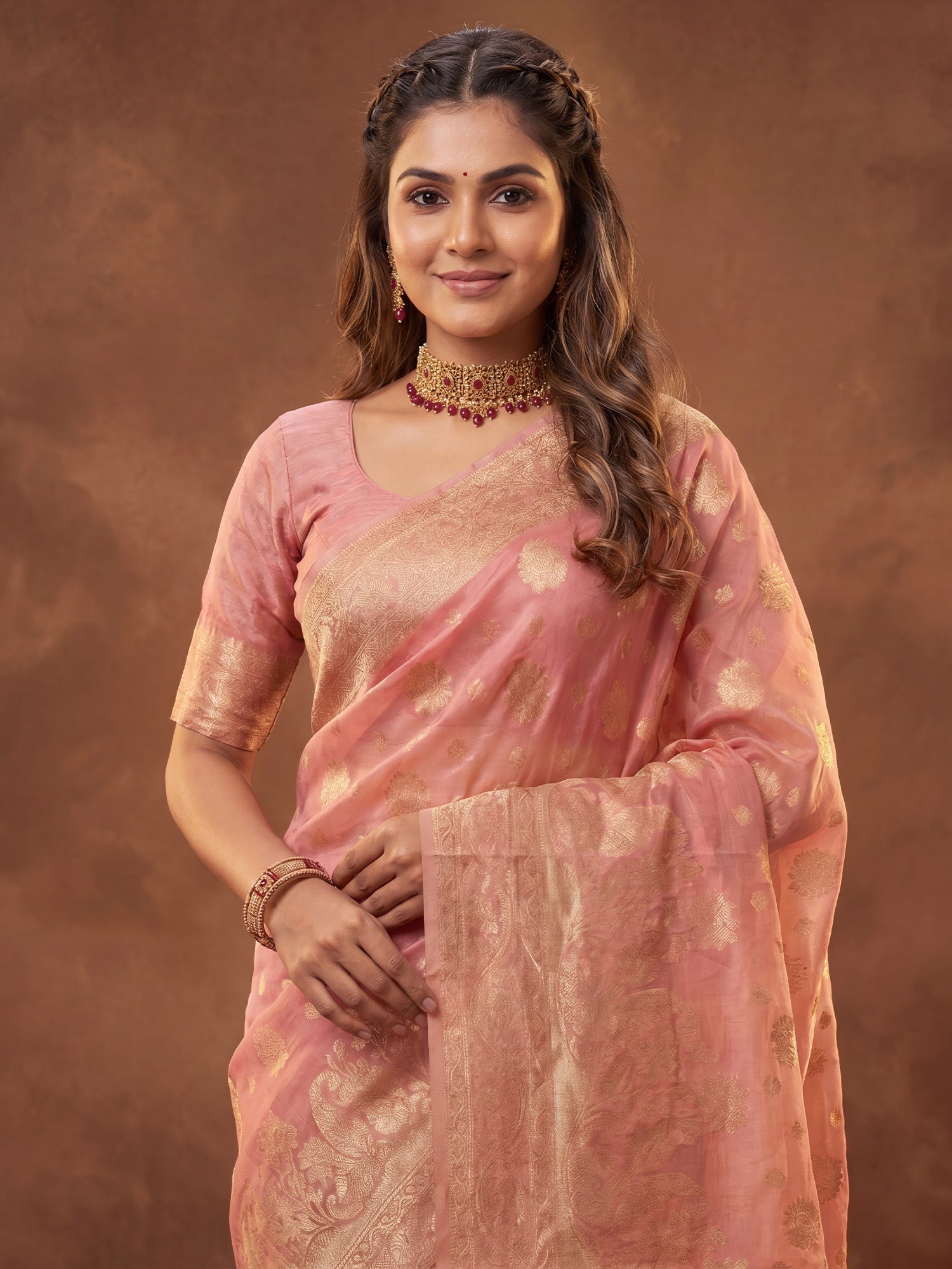 Pink Silk Blend saree – detail view 3