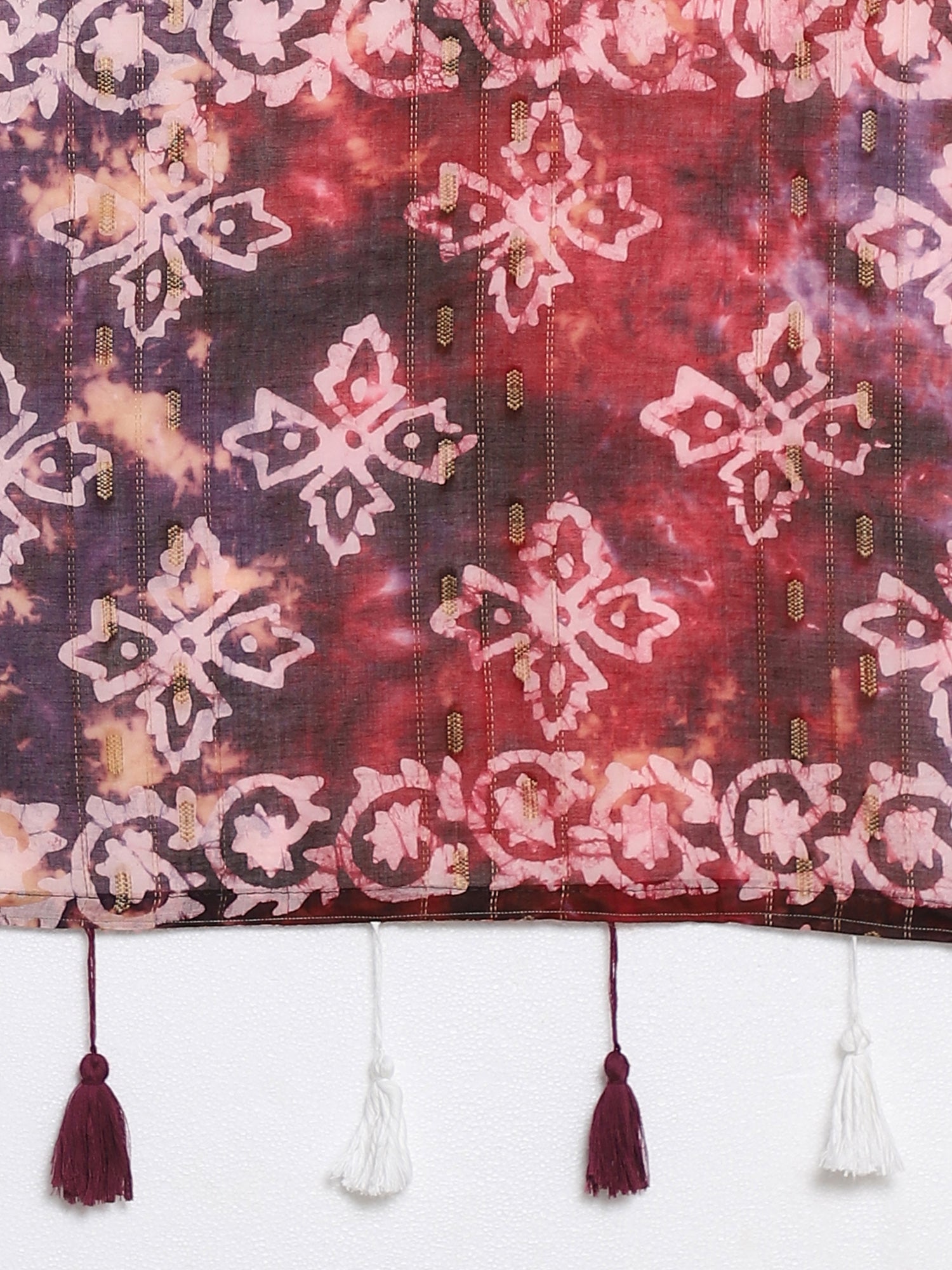Red Cotton saree – detail view 5