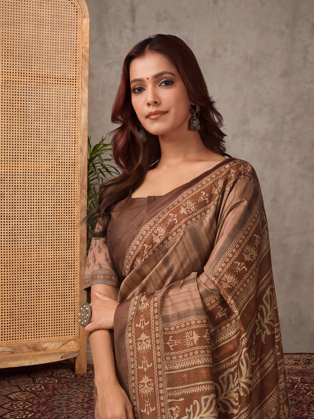 Brown Silk Blend saree – detail view 2