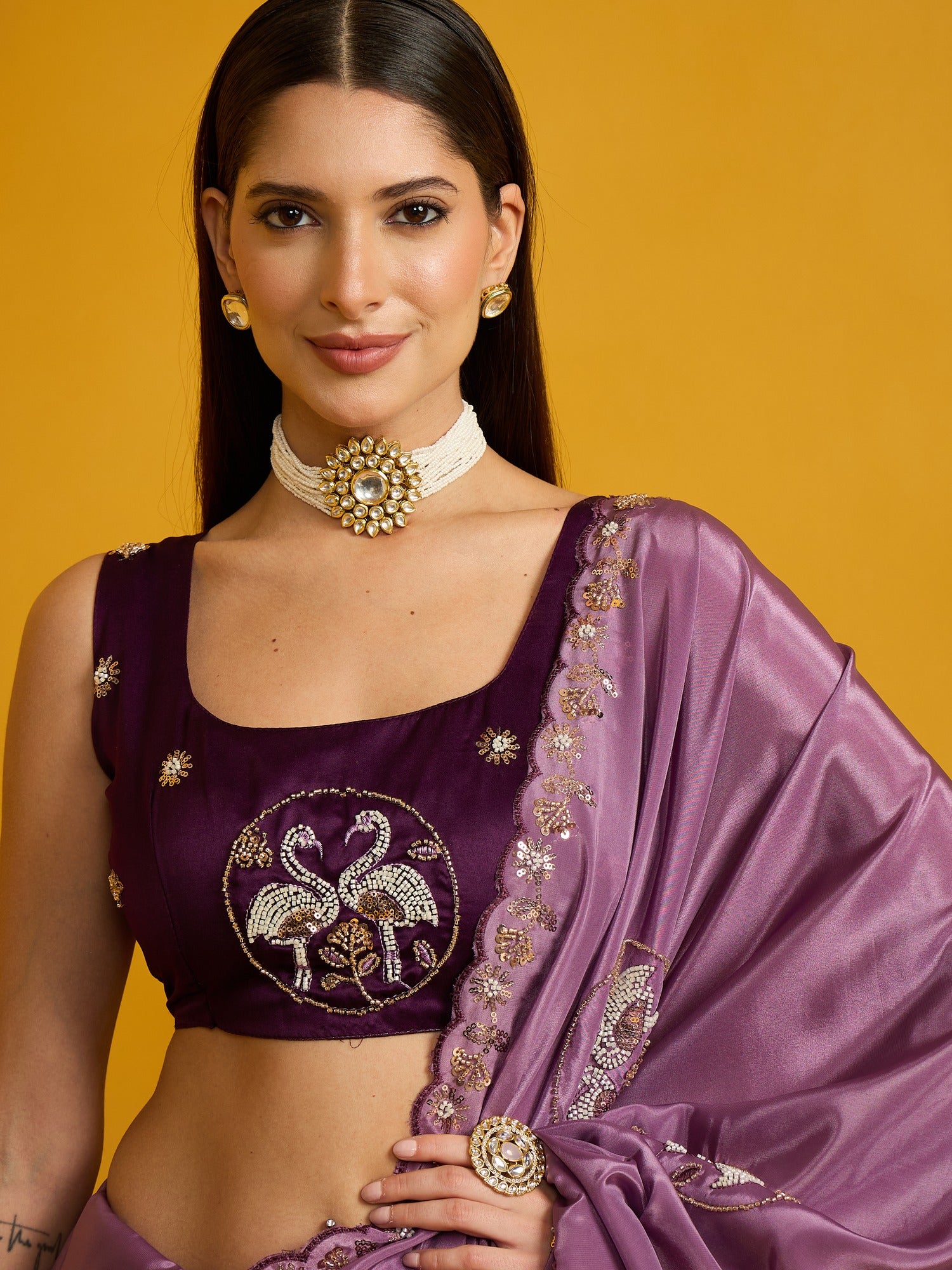 Lavender Silk Blend saree – detail view 3