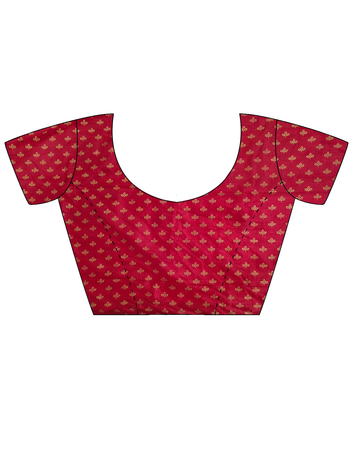 Unstitched red silk blend blouse piece with ethnic motif design