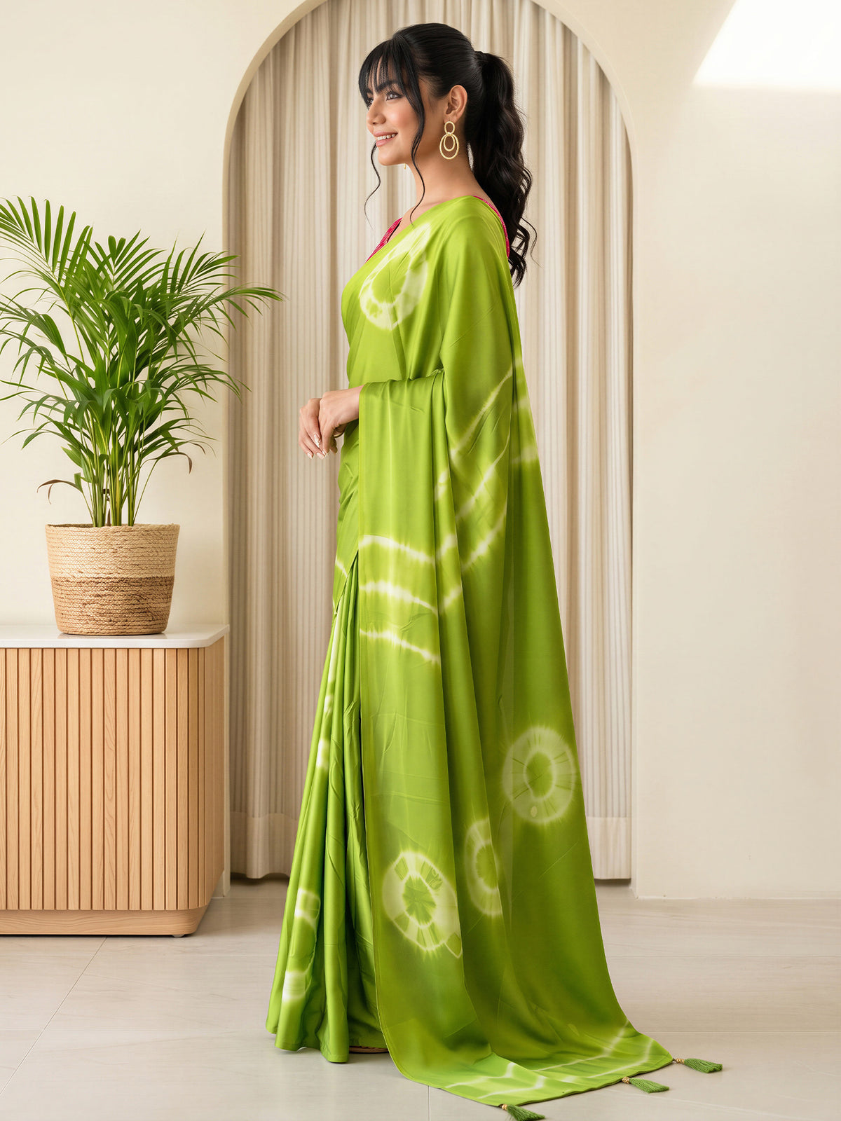 Light Green Satin Silk saree – detail view 2