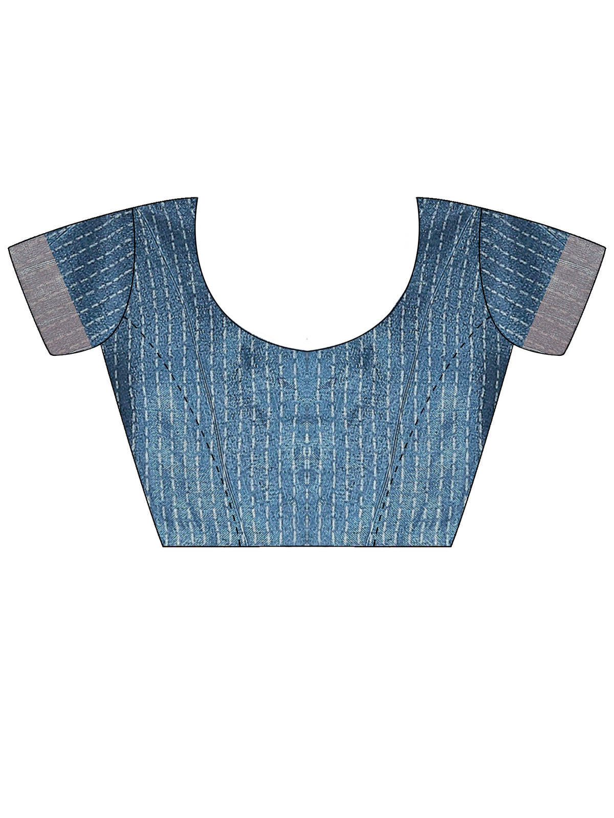 Unstitched light blue cotton silk blouse piece with ethnic motif design