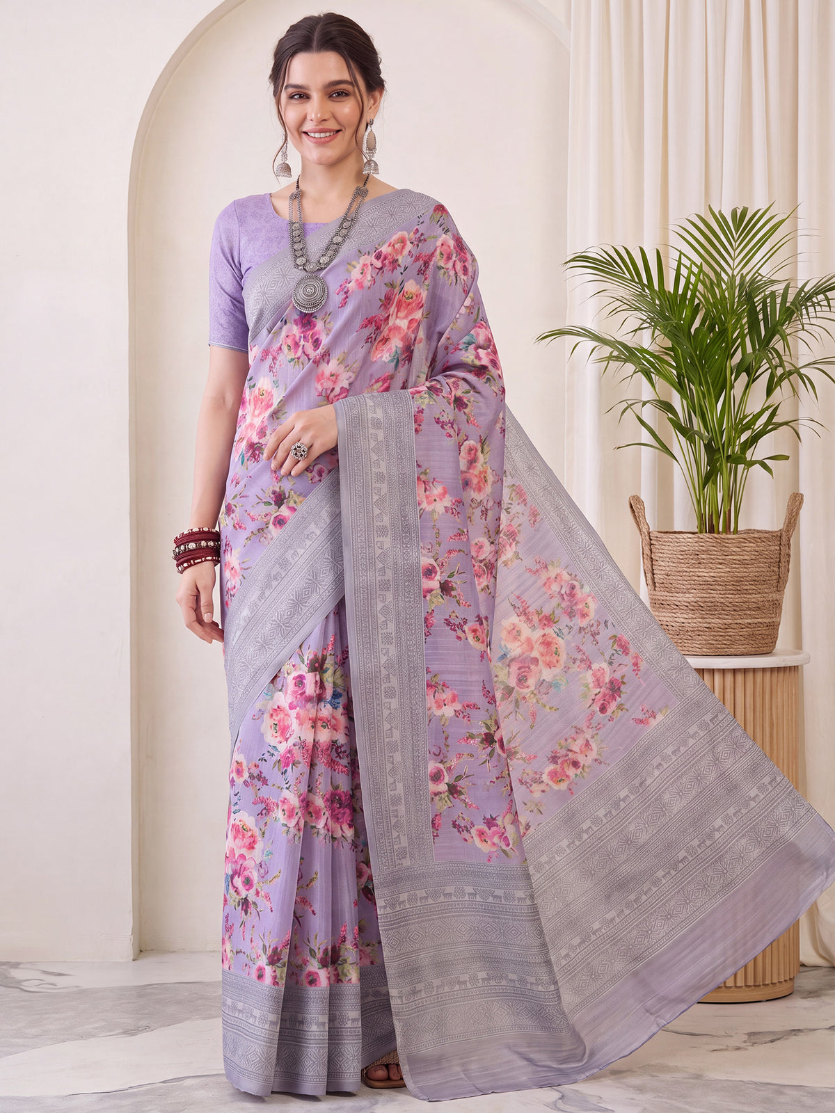 Lavender Silk Blend saree – detail view 3