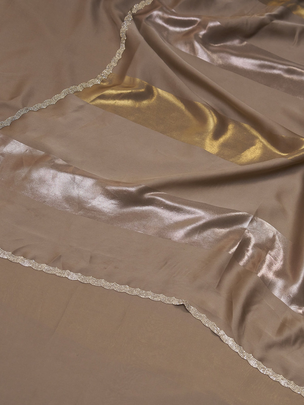 Metallic satin silk saree view 6