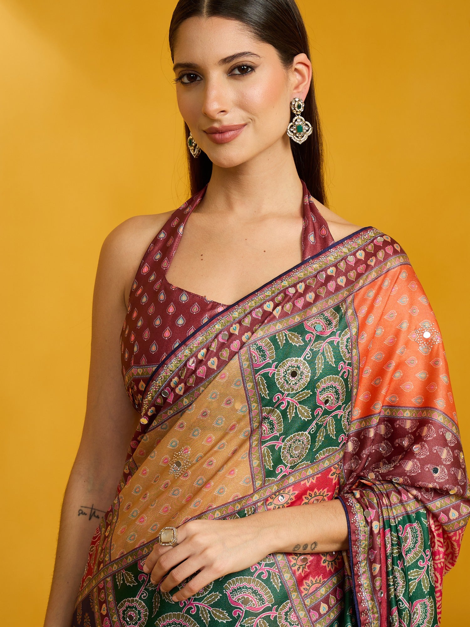 Multicolored Silk Blend saree – detail view 3