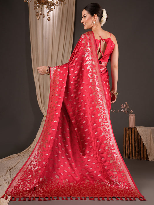 Red Silk Blend saree – detail view 1