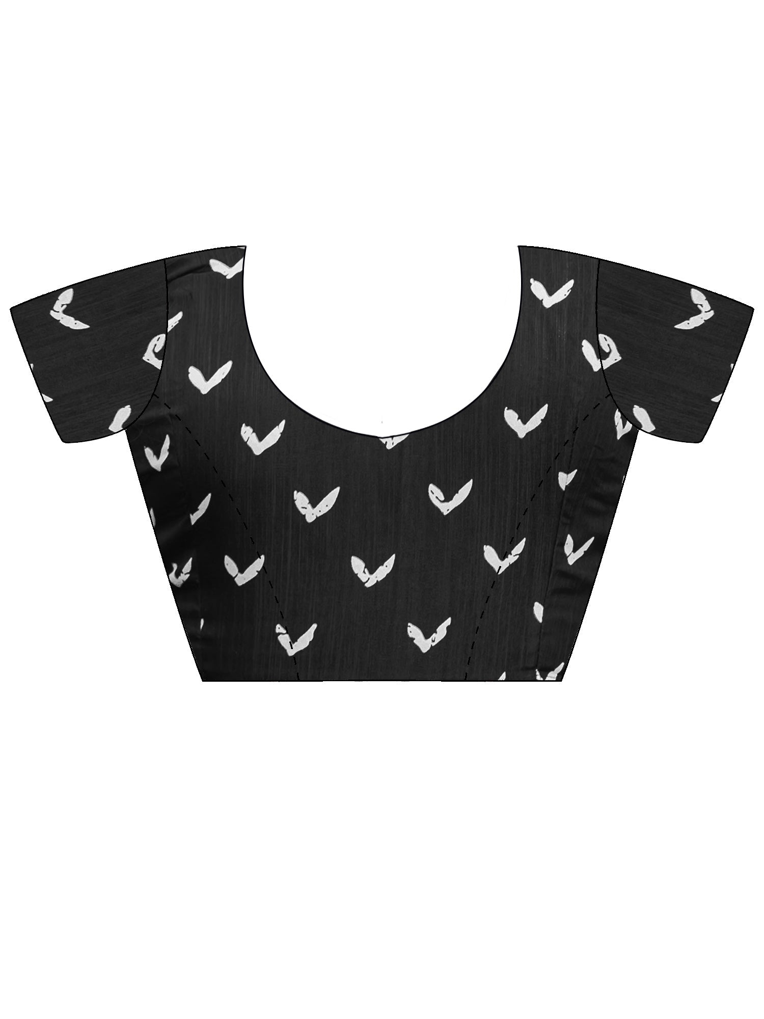 Unstitched black cotton blend blouse piece with batik design