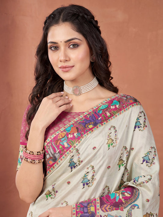 Sea Green Viscose Silk saree – detail view 3