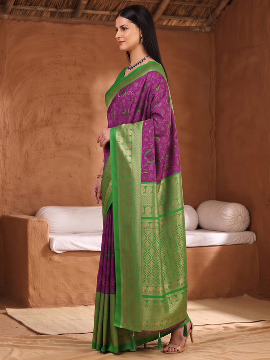 Purple Cotton Blend saree – detail view 2