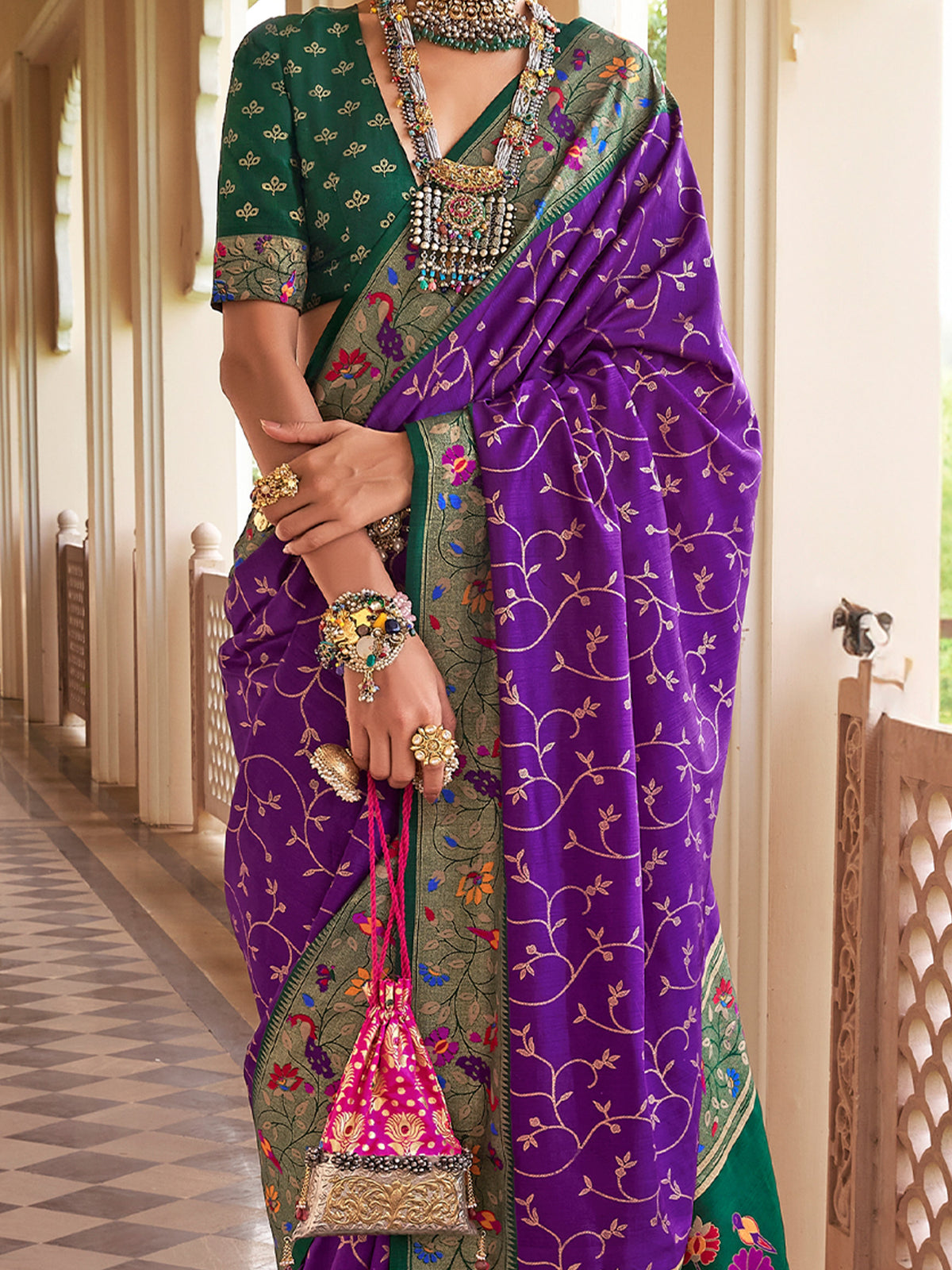 Purple Silk Blend saree – detail view 2