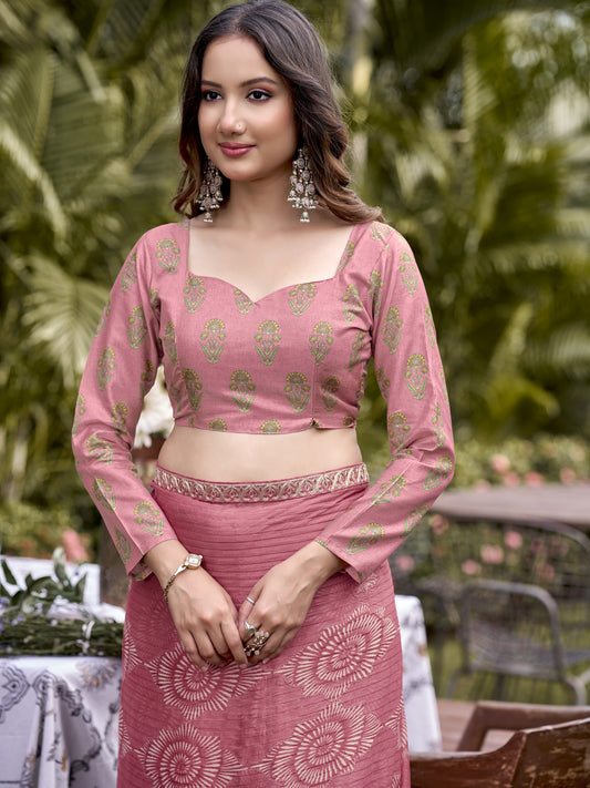 Peach Chiffon saree – detail view 1