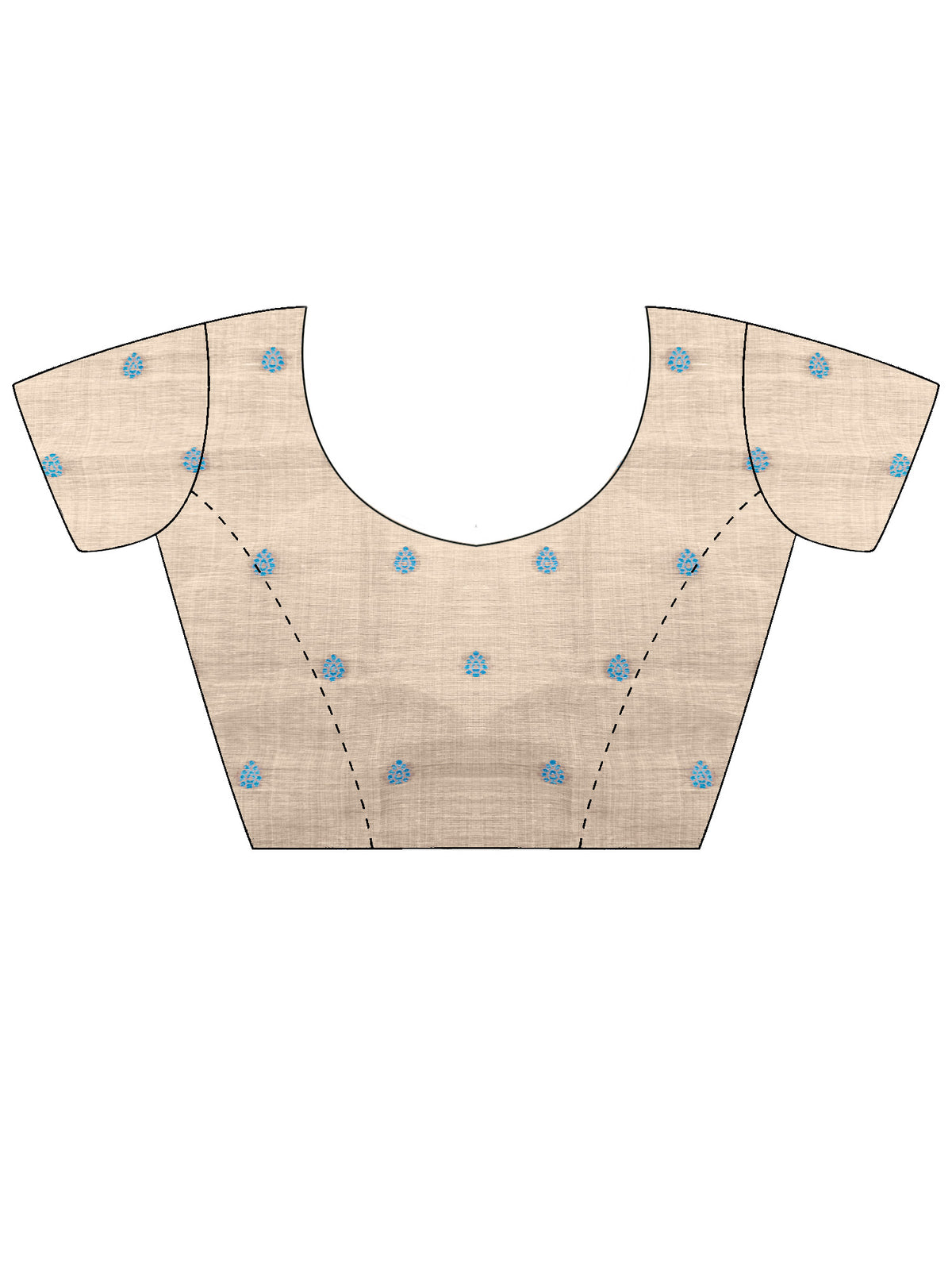 Unstitched cream chanderi cotton blouse piece with ethnic motif design