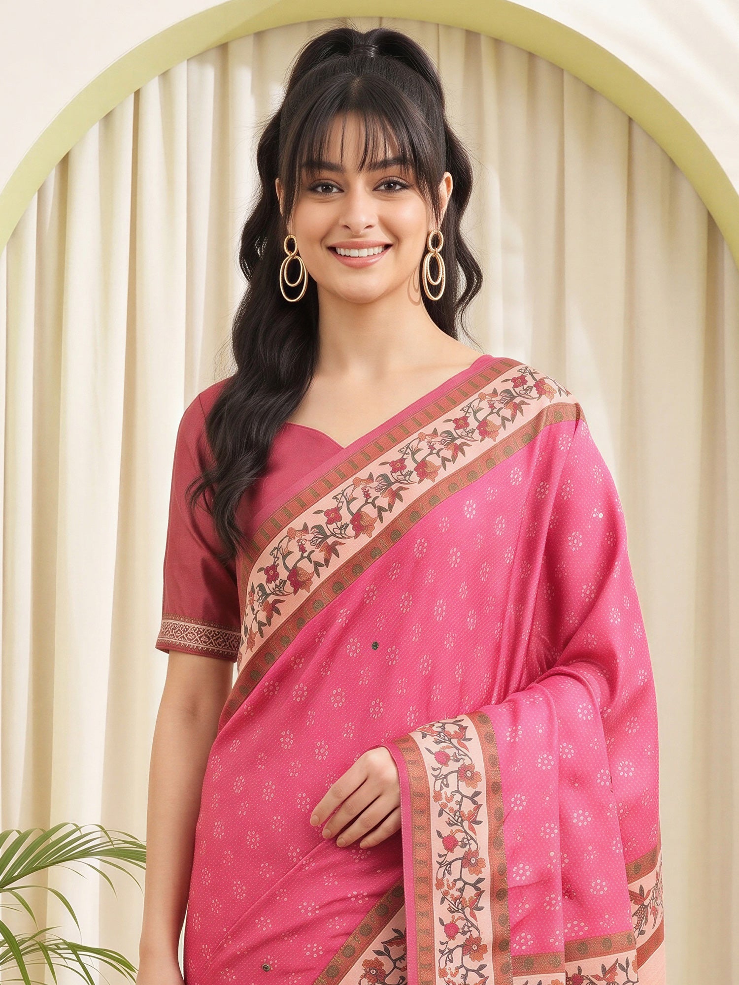 Pink Silk Blend saree – detail view 4