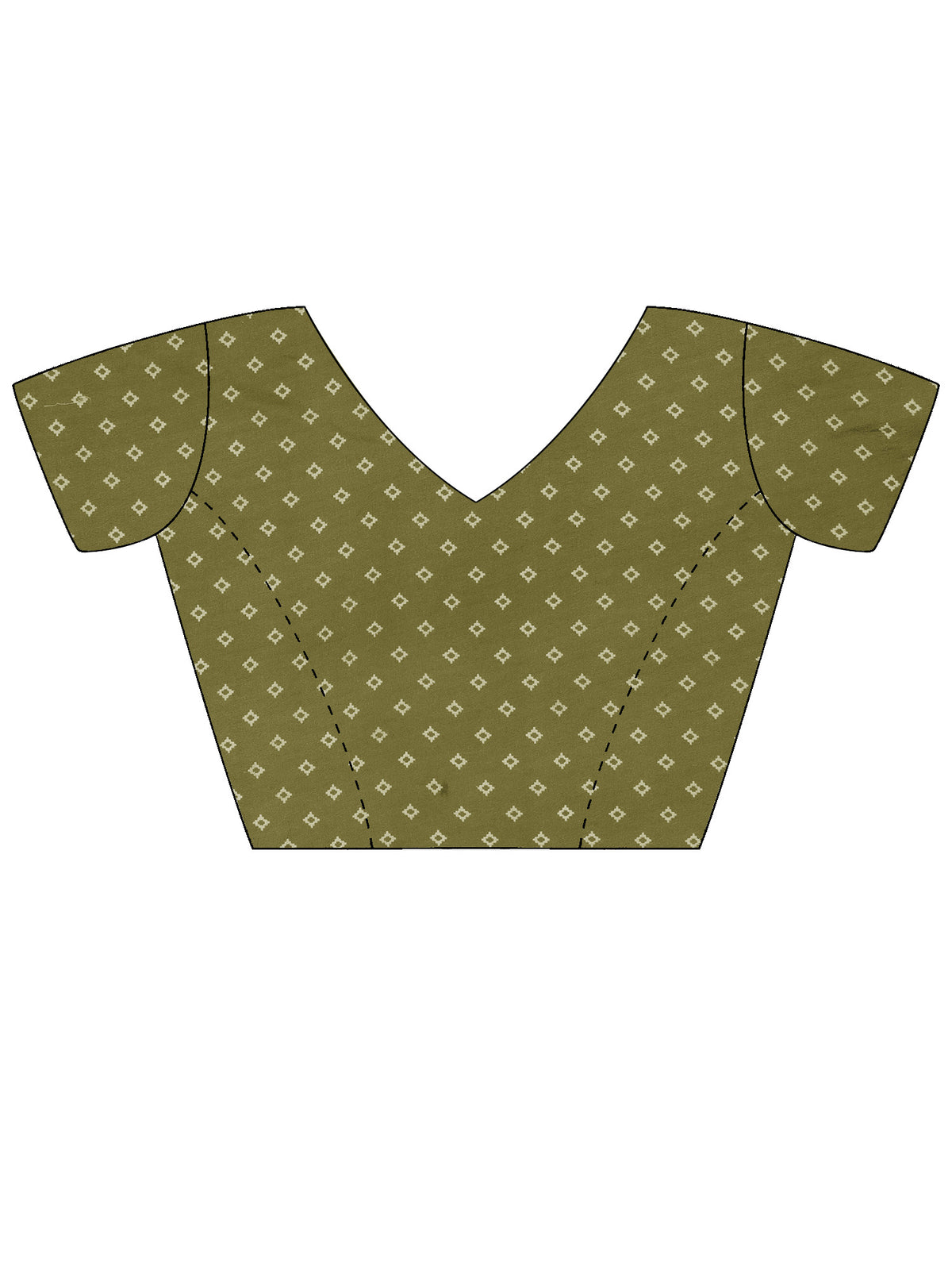 Unstitched olive georgette blouse piece with ethnic motif design