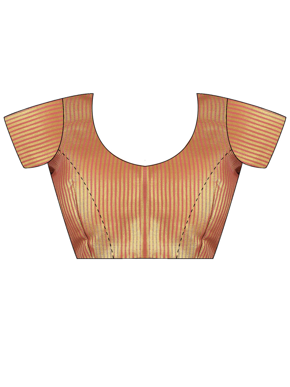 Unstitched orange linen blouse piece with ethnic motif design