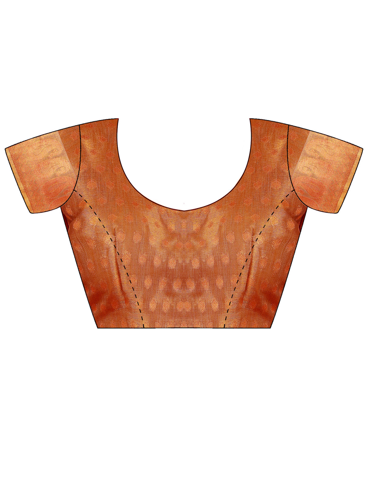 Unstitched rust linen blouse piece with ethnic motif design