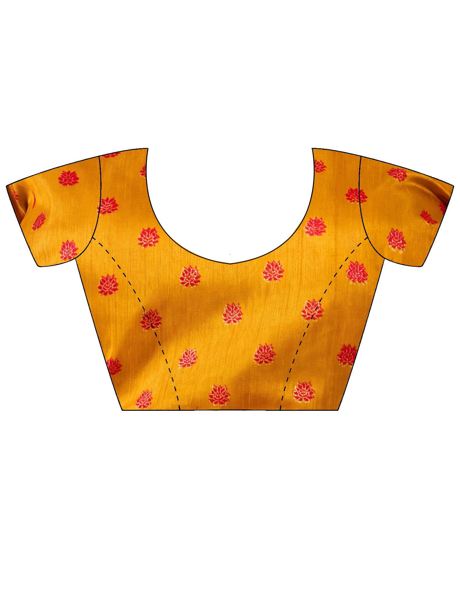 Unstitched mustard silk blend blouse piece with ethnic motif design